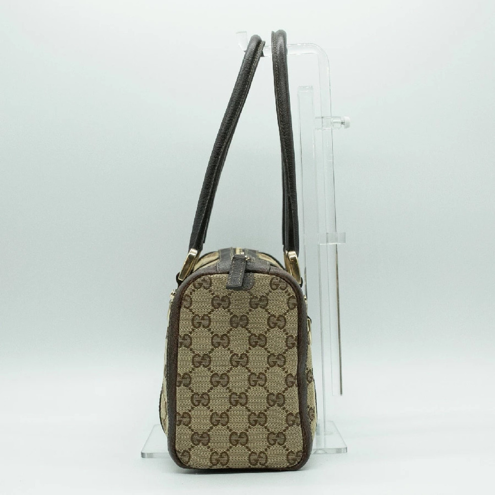 Gucci Boston bag canvas GG brown leather Abbey gold Brown Gold